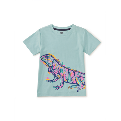 Graffiti iguana graphic tee - canal blue