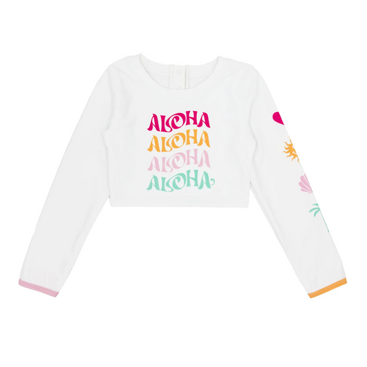 Aloha crop rashguard - white