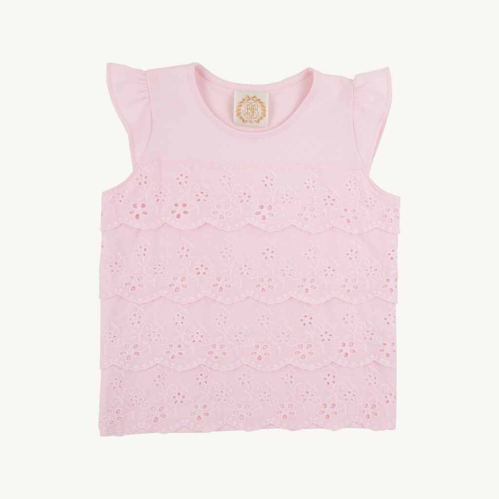 Ellie's eyelet top - palm beach pink