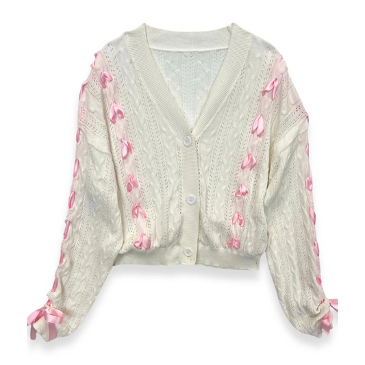 Libby cardigan - white/pink