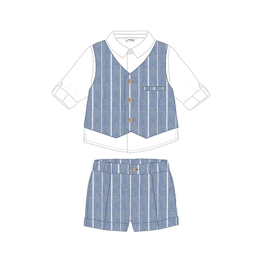 L/s white button down, shorts, & vest set - riviera