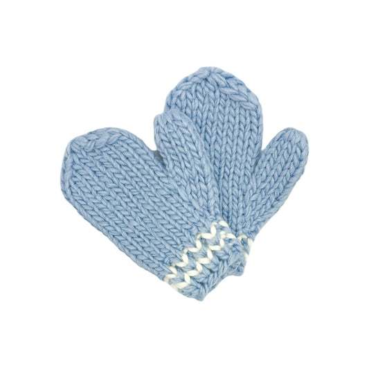 Blue knit mittens