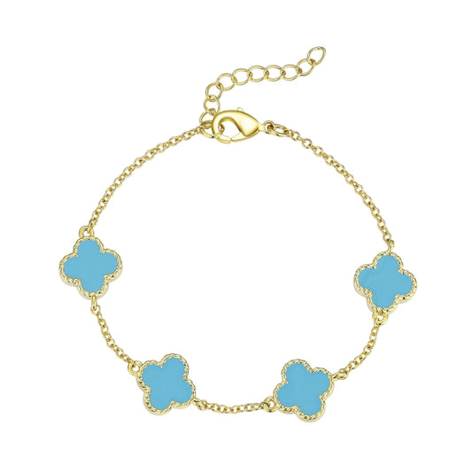 Four leaf clover bracelet - turquoise