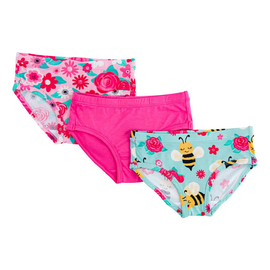 Maya underwear set - honeybee/floral/pink