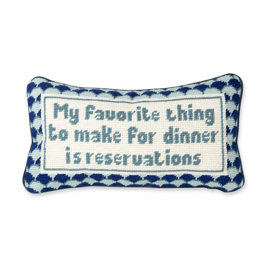 Reservations needlepoint pillow