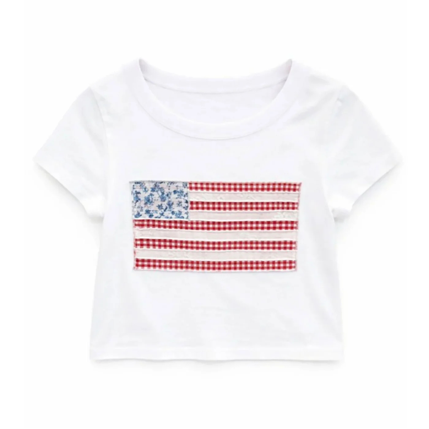 Flag patch crew neck graphic tee