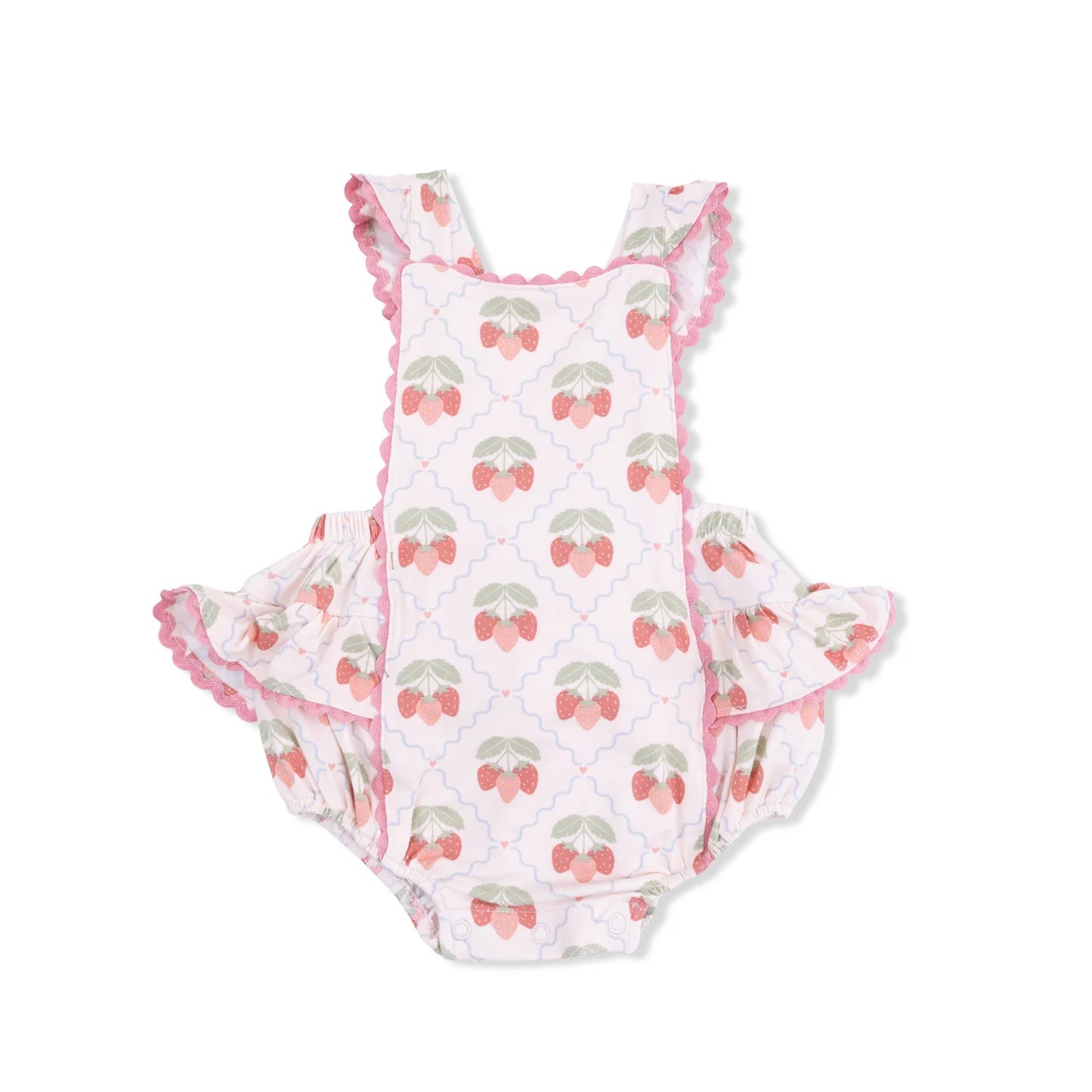Sweet strawberries ric rac ruffle sunsuit
