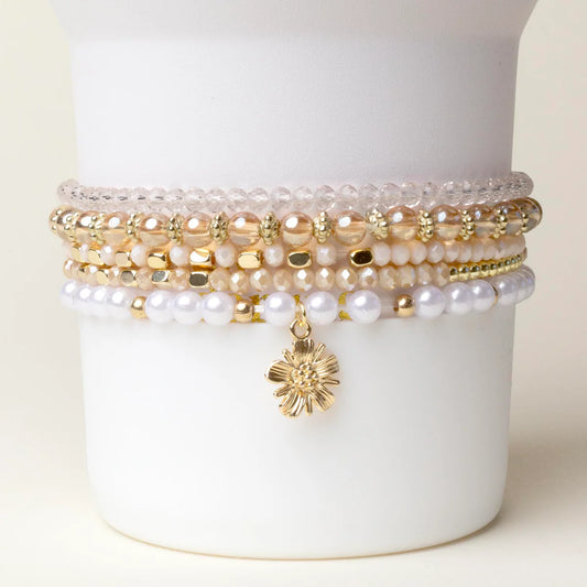 Tumbler bracelet stack - champagne bliss
