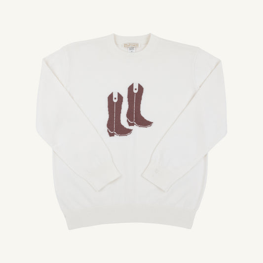 Isaacs intarsia sweater - cowboy boot/palmetto pearl