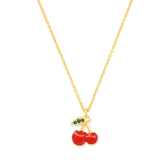 Enamel cherry pendant necklace