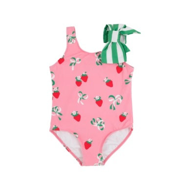 Brookehaven bow bathing suit - bow and berry pink