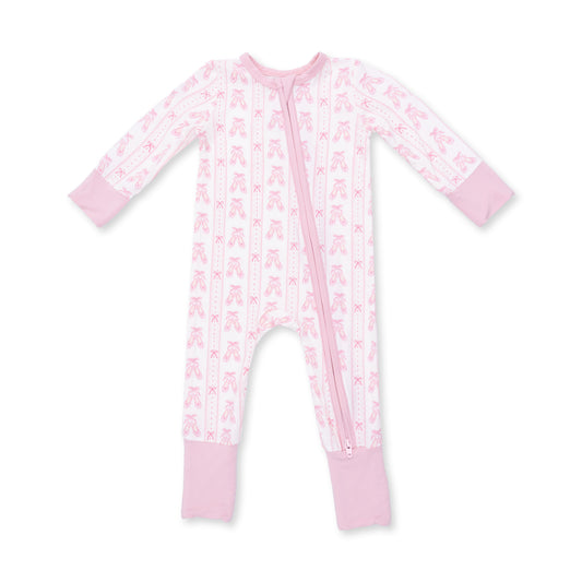 Ballet shoes ribbon stripe conv. romper