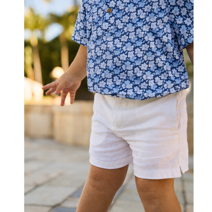 White linen shorts