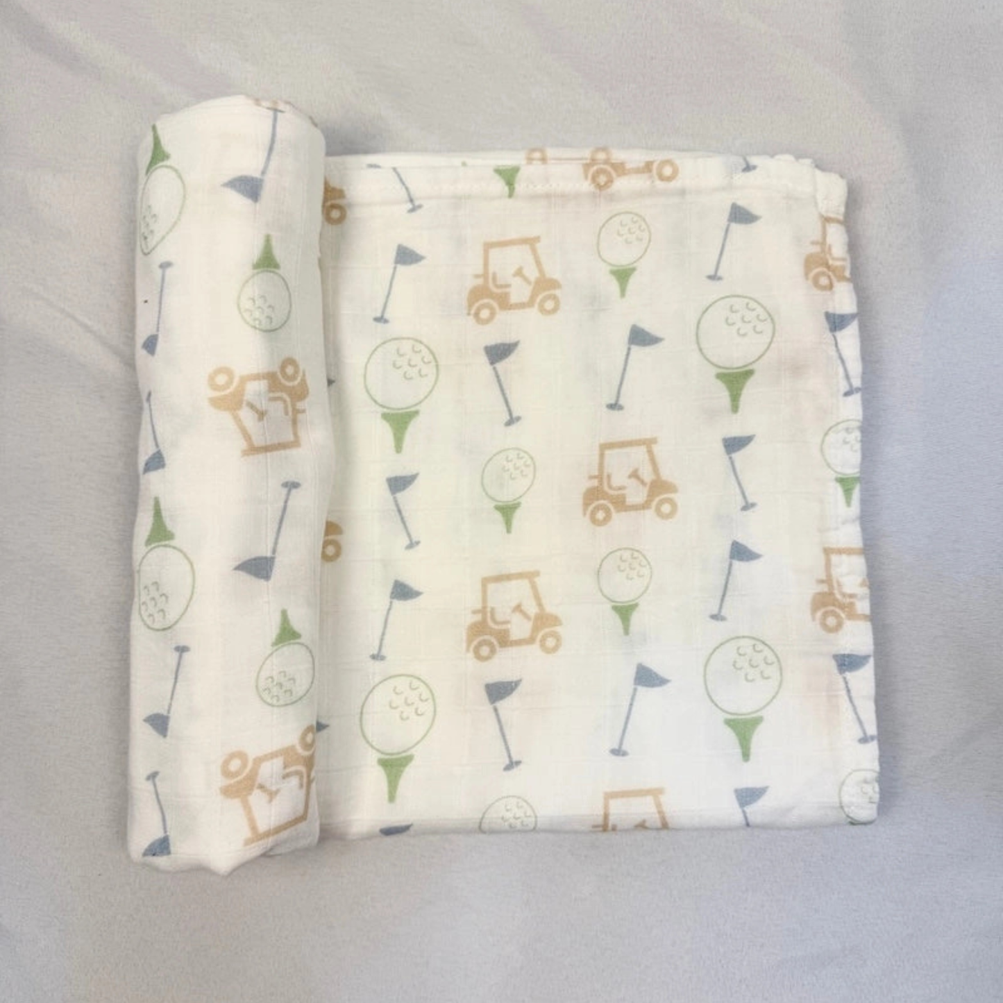 Golf themed baby muslin swaddle