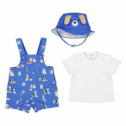 Short dungaree w. hat - klein blue