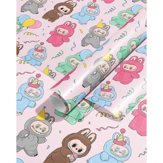 Big into party energy lafufu birthday wrapping paper