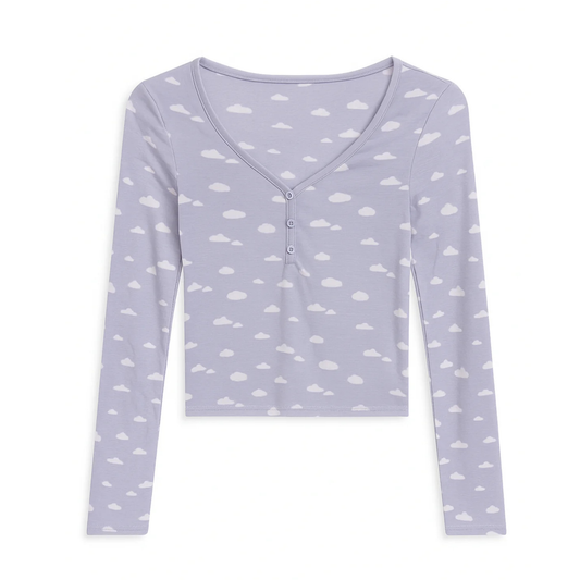 Tess l/s top - puffy clouds