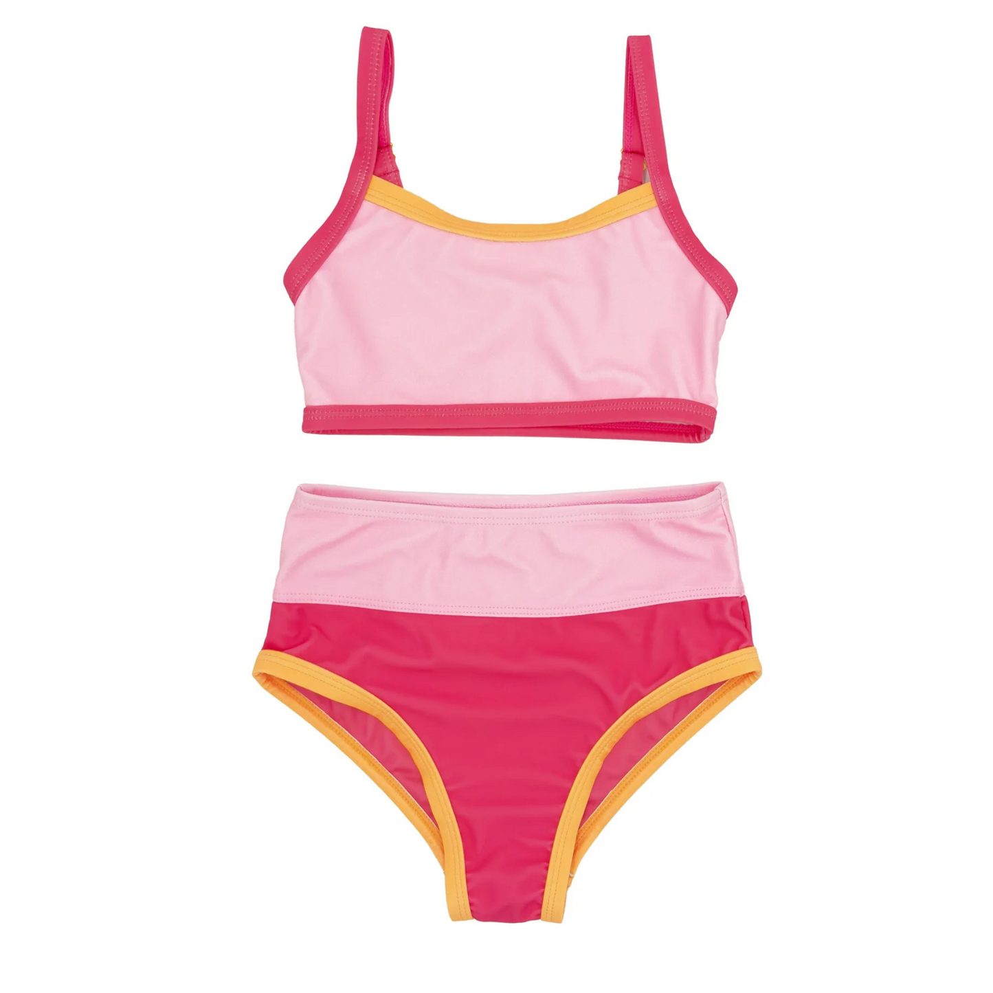 Retro ringer bikini - hot coral