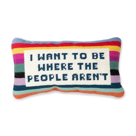 Where the people aren't needlepoint pillow