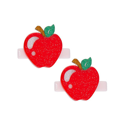 Apple glitter red alligator clips