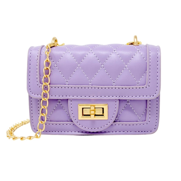 Tiny classic quilted mini purse - lavender