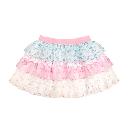 Floral & lace tiered tutu