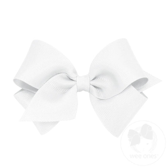 Small classic hair bow - white