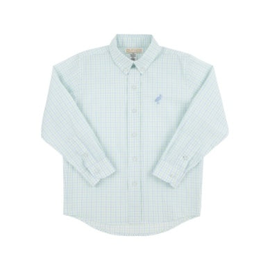 Dean's list dress shirt - sea island seafoam beale street blue windowpane