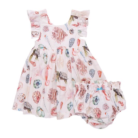 Watercolor shells liv dress set