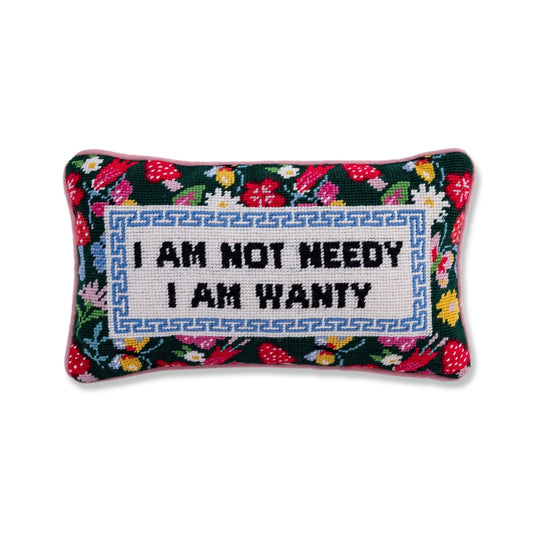 Not needy needlepoint pillow