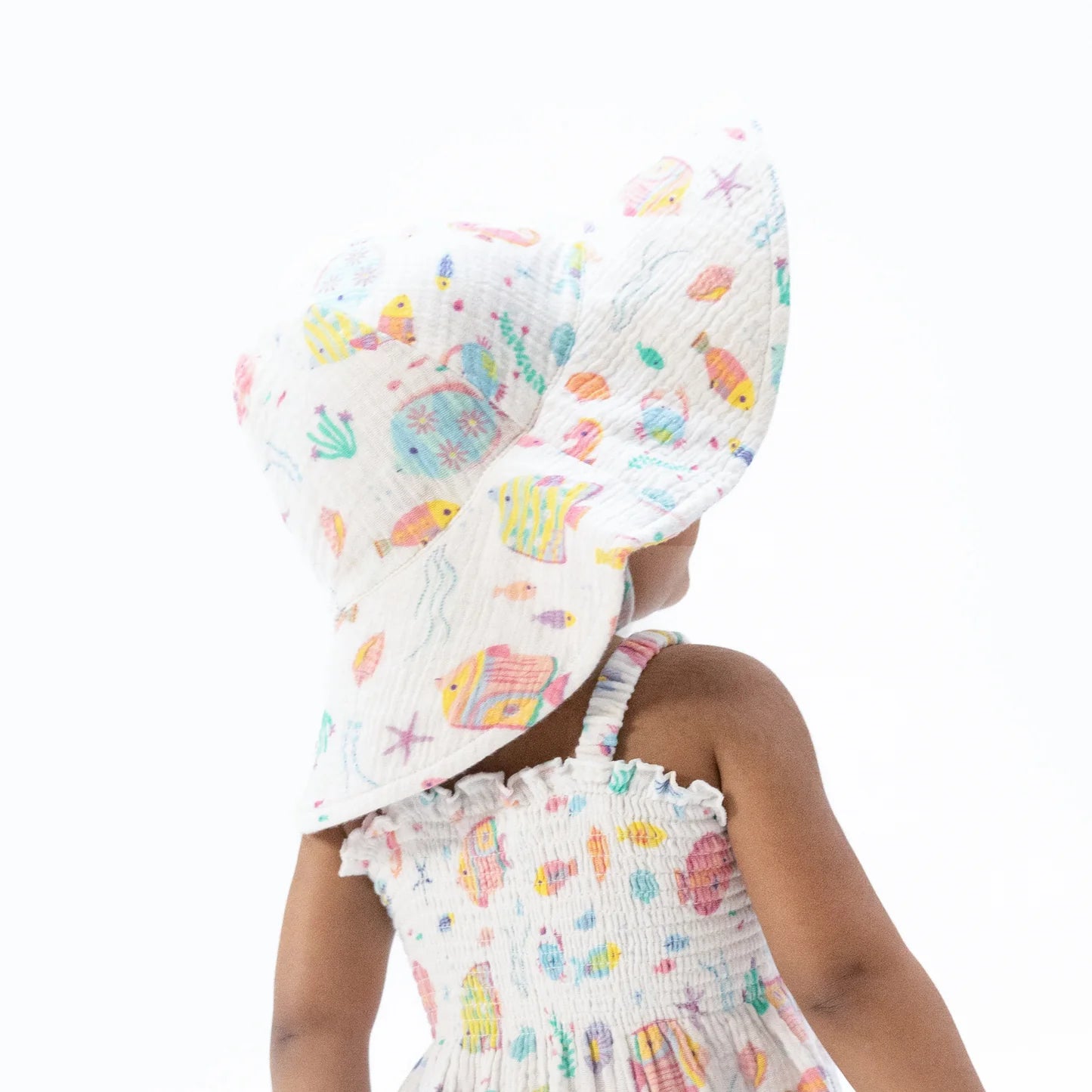 Sunny coral reef fish wide brim sun hat