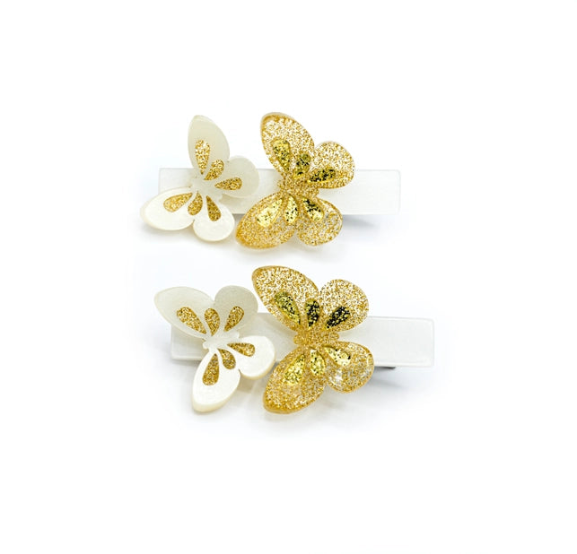 Butterfly gold hair clips