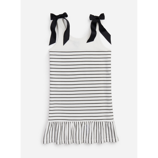 Stripe tie strap dress - black/white