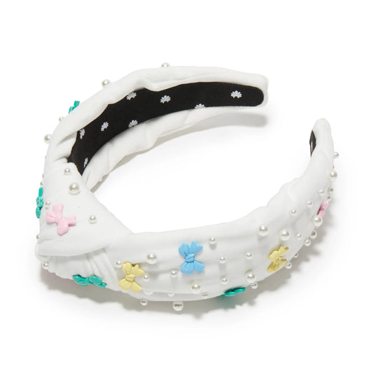 Knotted adult headband - pearl/bows