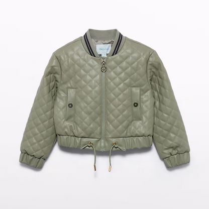 Faux leather padded jacket - bayleaf