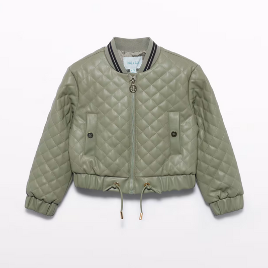 Faux leather padded jacket - bayleaf