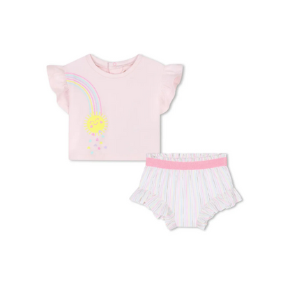 Tshirt & short set - white/pale pink