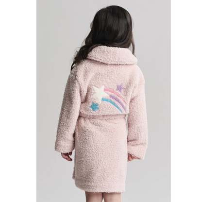 Brushed embroidered star robe - dusty rose