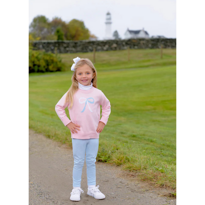 Isabelle's intarsia sweater - bow/palm beach pink