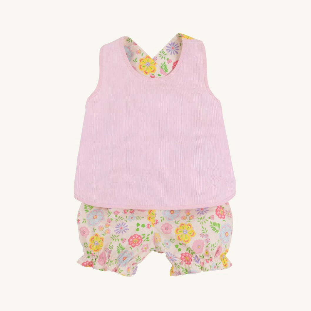 Betsey bow back set - boca grande begonia/pink stripe