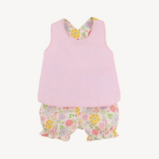 Betsey bow back set - boca grande begonia/pink stripe