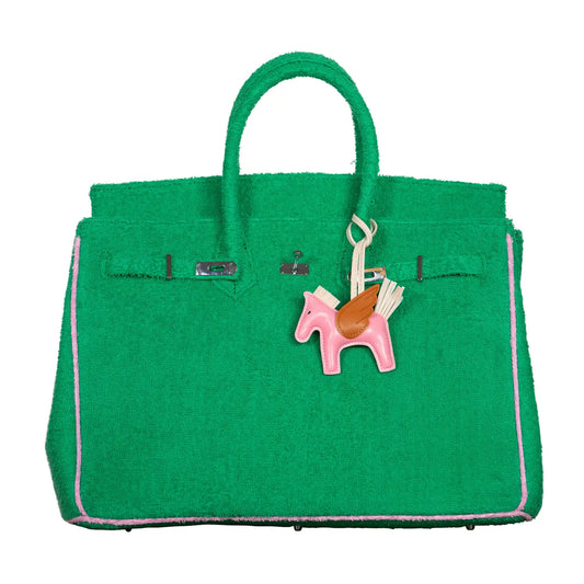 Hamptons tote bag - green/pink
