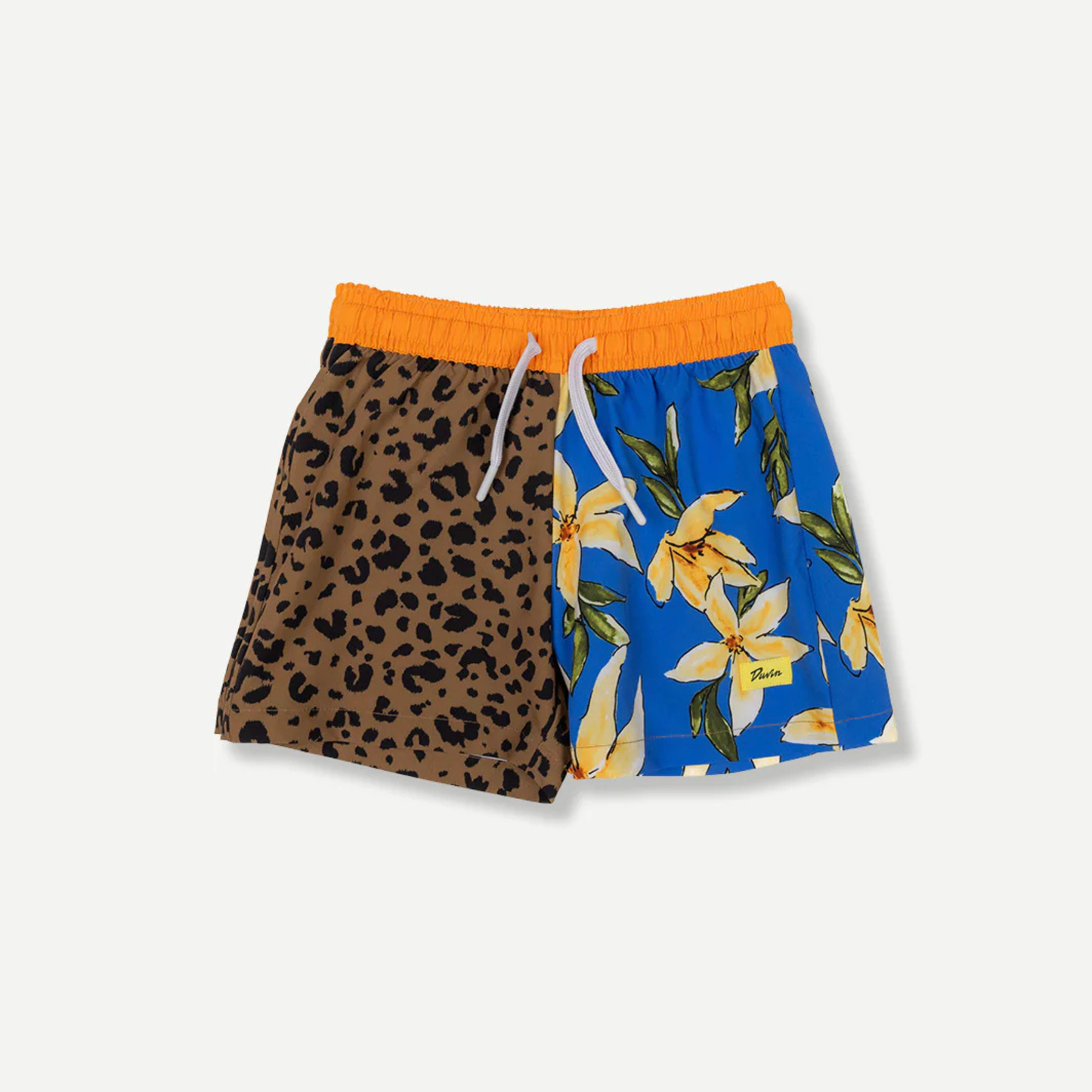 Flower leopard swim shorts - blue