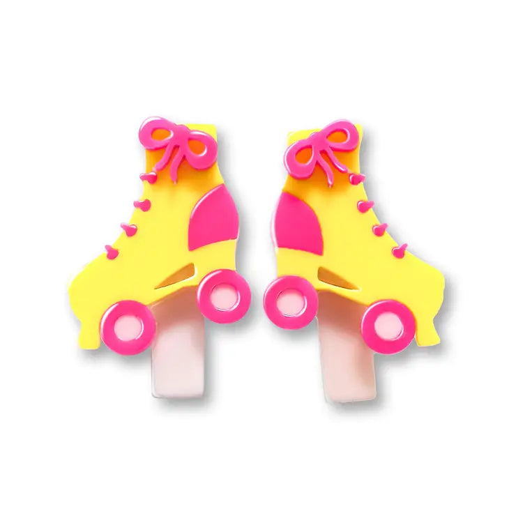 Lilies + Roses Roller Skates Pink Yellow Clips