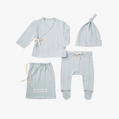 Pointelle layette bag set - blue