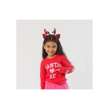 Santa heart me l/s tee - red