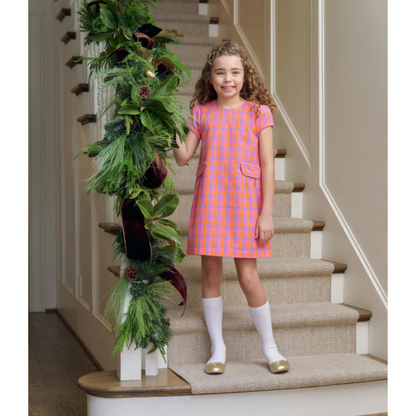 Betts bow dress - autumn punch plaid