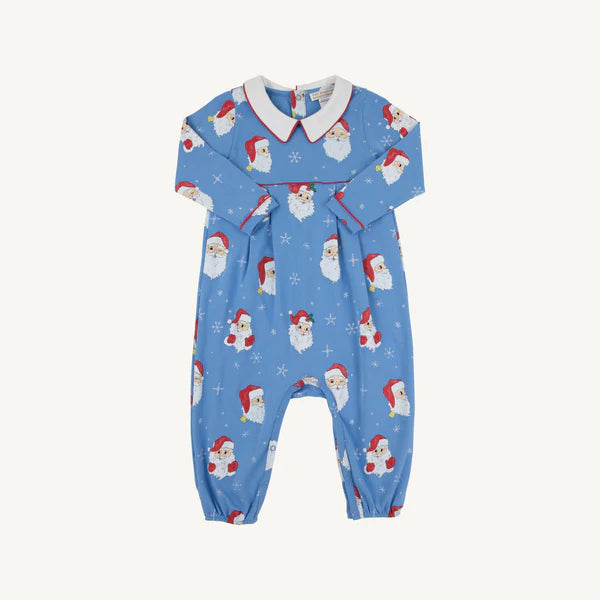 L/s bradford romper - dear santa blue