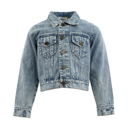 Crystal cherry bow denim jacket