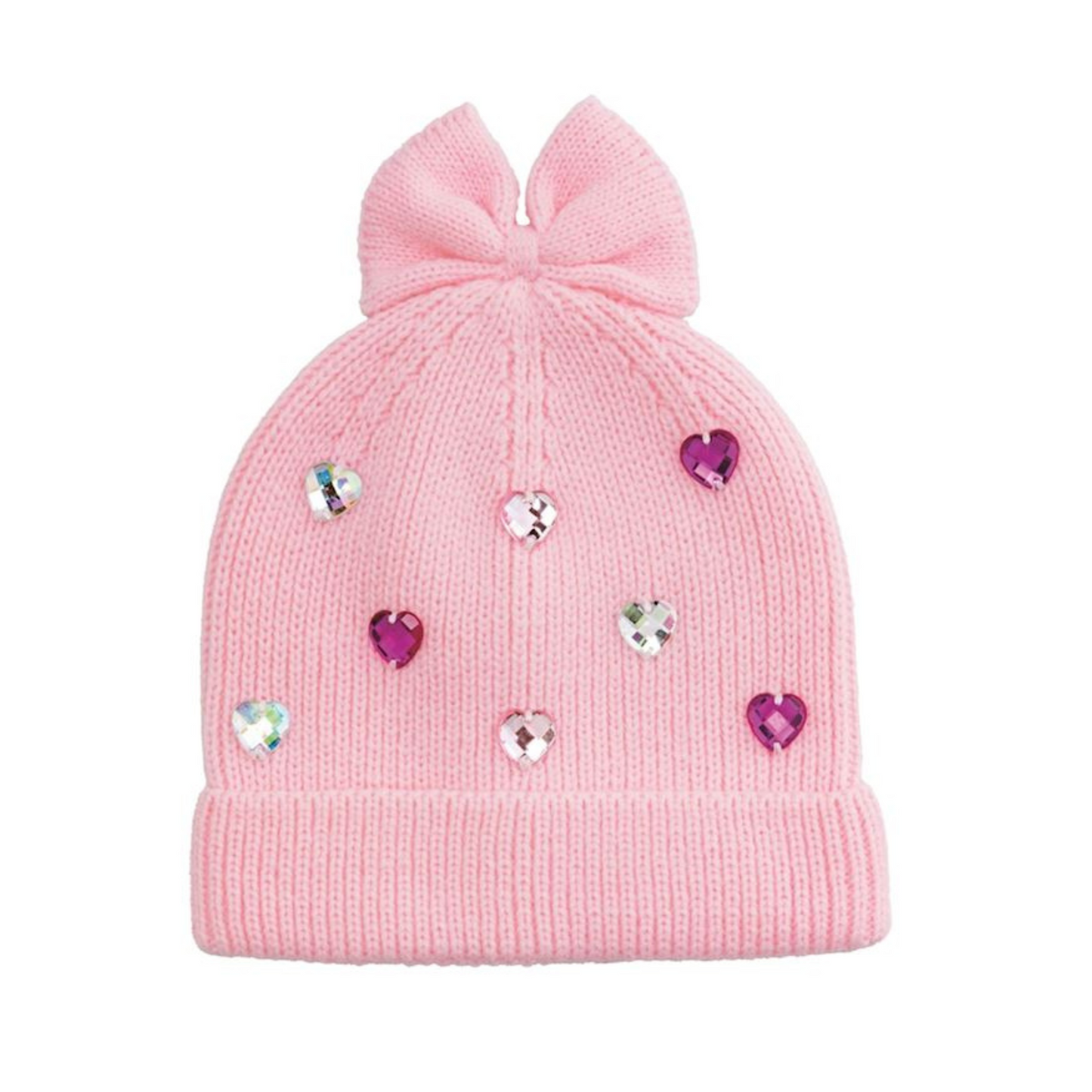 Pink hearts rhinestone beanie